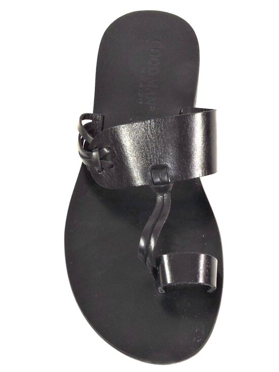 GOODMAN ?? MEN\'S BLACK SOFT LEATHER COMFORT SUMMER FLAT SANDALS main image 7